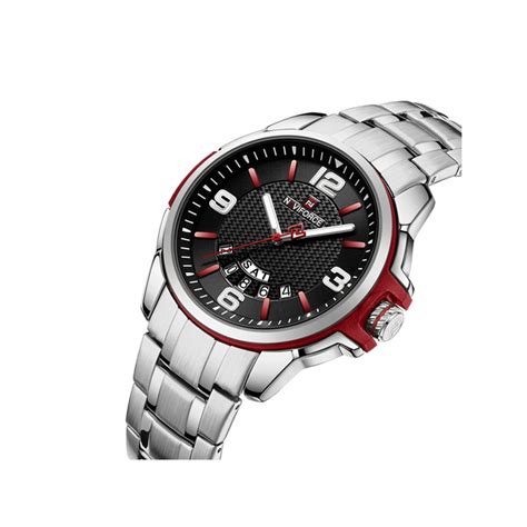 Naviforce NF9215S Day And Date Edition Mens Watch Silver Red