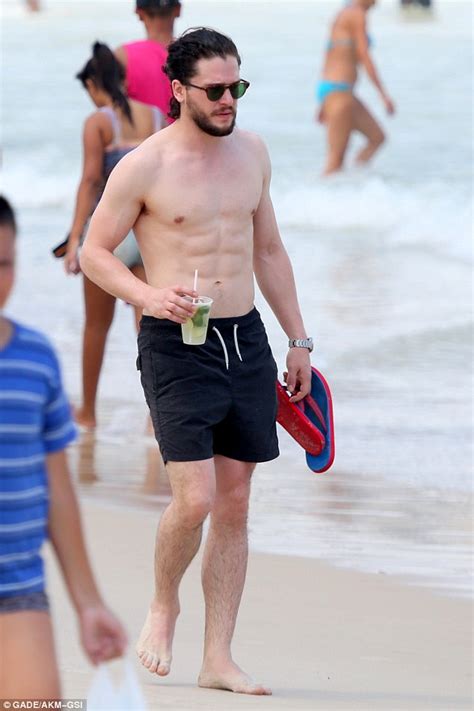 Game Of Thrones Actor Kit Harington Shirtless On The Beach In Brazil