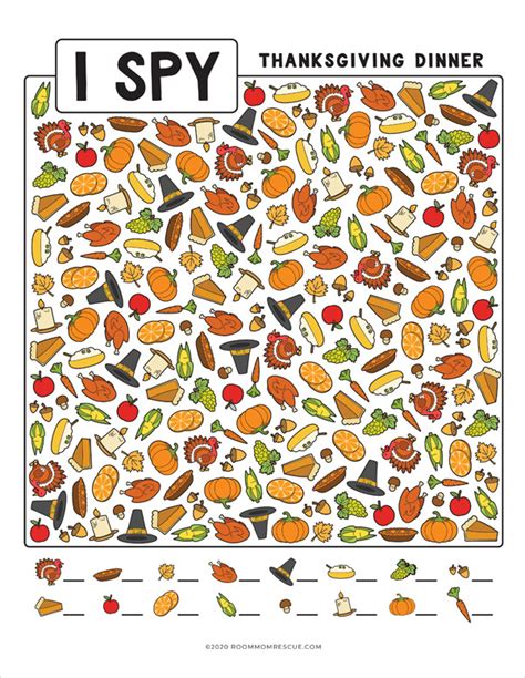 Thanksgiving I Spy Free Printable