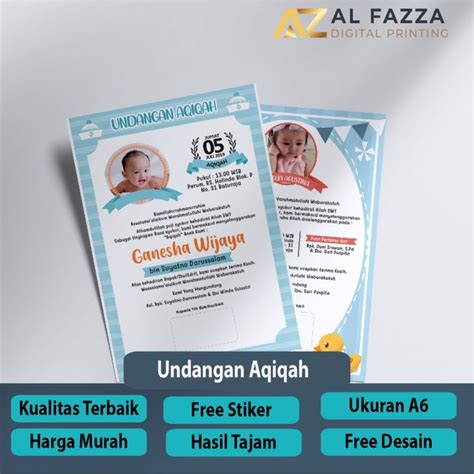 50 PCS Kartu Undangan Tasyakuran Aqiqah Kelahiran Bayi Murah Lazada