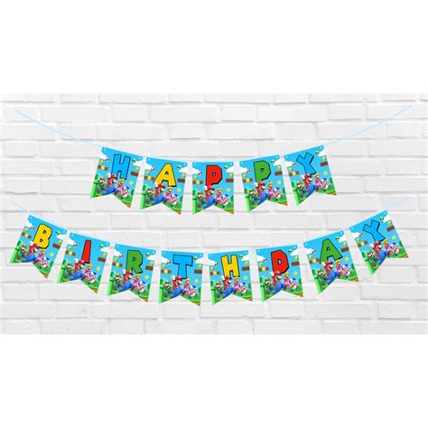 Jual Bj Super Mario Bros Flag Bunting Happy Birthday Banner Ulang