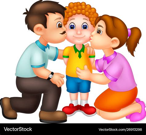 Funny Dad And Mom Kissing Her Son Cartoon Vector Image | The Best Porn ...