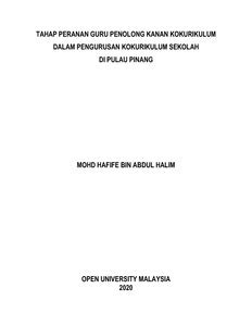 Tahap Peranan Guru Penolong Kanan Kokurikulum Dalam Pengurusan