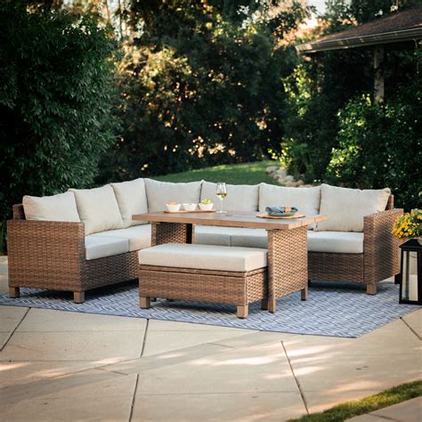 Better Homes And Gardens Brookbury 4 Piece Wicker Outdoor Patio Sectional Dining Set