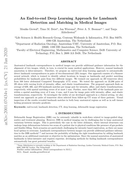 Pdf An End To End Deep Learning Approach For Landmark Detection And