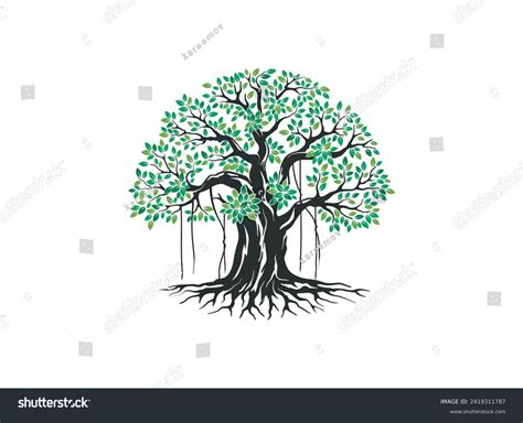 Hand Drawing Of Banyan Tree Vector Illustrations Royalty Free Stock