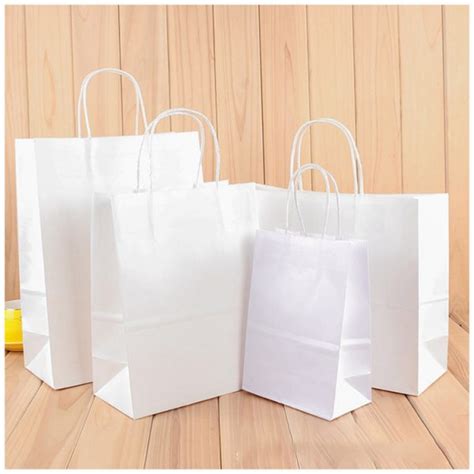 White Paper Bags With Handle X X Inches Gift Paper Bags Eco