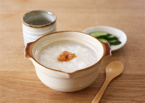 Japanese Rice Porridge Okayu With Umeboshi