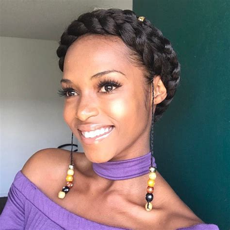 African American Crown Braid Updo Natural Hair Styles Long Hair