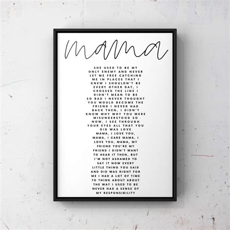 Mama by Spice Girls Song Lyrics Print for Frame Mum Gift / - Etsy