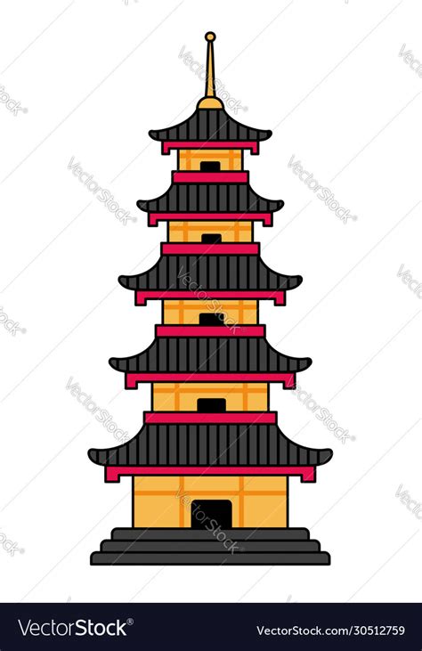 Japanese Pagoda Tower Simple Cartoon Royalty Free Vector