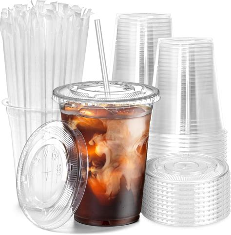 Munfix 100 Glitter Plastic Cups 9 Oz Clear Plastic Cups