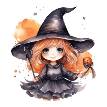 Cute Witch Broom Halloween Watercolor Clipart Broom Witch Halloween