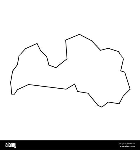 Latvia Country Thin Black Outline Silhouette Simplified Map Vector