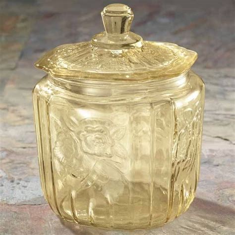 Antique Yellow Depression Style Glass Biscuitcookie Jar