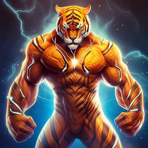 Tiger superhero showing its prowess and ready to defend its territory ...