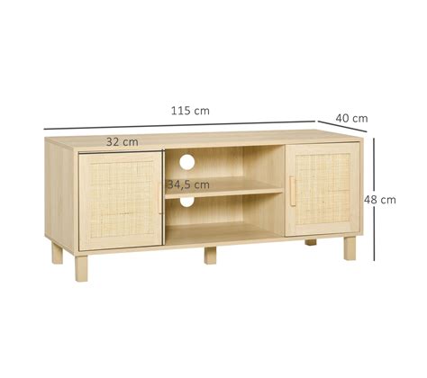 Meuble Tv Niches Placards Porte Cannage En Rotin Mdf Bois Clair