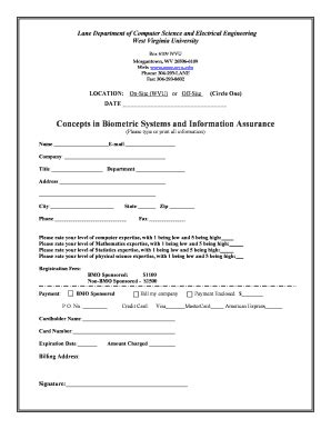 Fillable Online Lcsee Cemr Wvu Registration Form Computer Science And