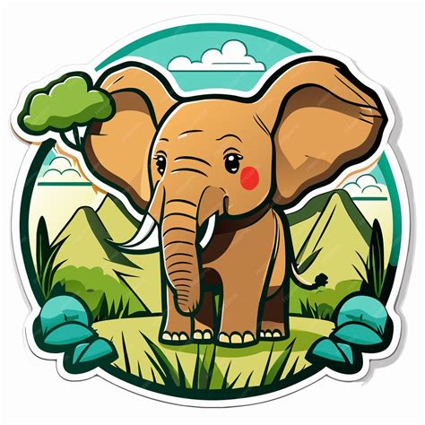 Premium Vector Cartoon African Forest Elephant Sticker Illustration