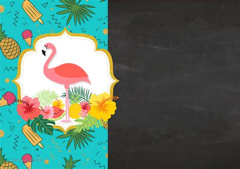 Convite Chalkboard Flamingo Tropical 3 Fazendo A Nossa Festa