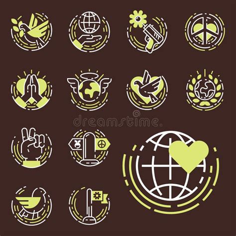 Peace Outline Thin Line Icons Love World Freedom International Free