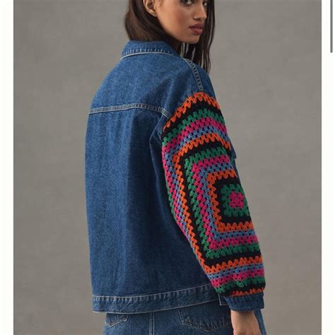 Farm Rio Jackets Coats Farm Rio Crochet Denim Jacket Poshmark