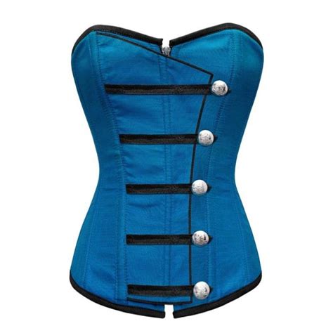 Nd 140 Turquoise Corset With Button Down Placket Blue Corset