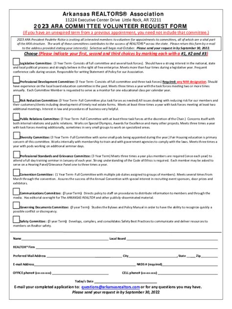 Fillable Online Ara Committee Volunteer Request Form Cloudfront