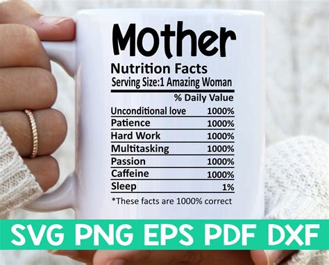 Mother Nutrition Facts Svg Mother Nutritional Facts Svg Mom Shirt Svg