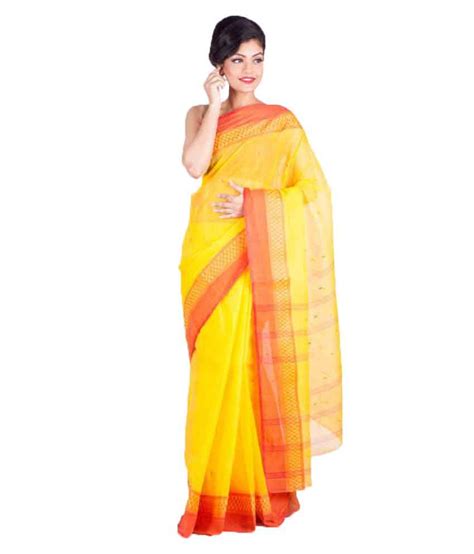 Sangam Kolkata Yellow Bengal Handloom Saree Buy Sangam Kolkata Yellow