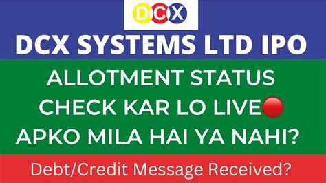 Dcx Systems Ipo Allotment Status Check Live Dcx Systems Ltd Ipo