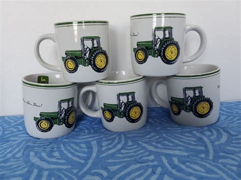 Set Of John Deere Tractor Coffee Cups Mugs Oz Gibson Licensed