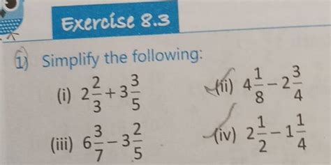 Exercise Simplify The Following I Ii Iii