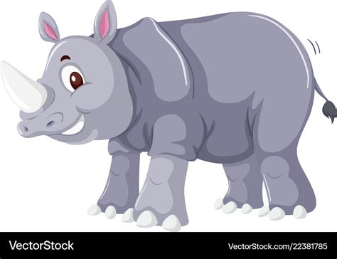 A Rhinoceros Character On White Background Vector Image