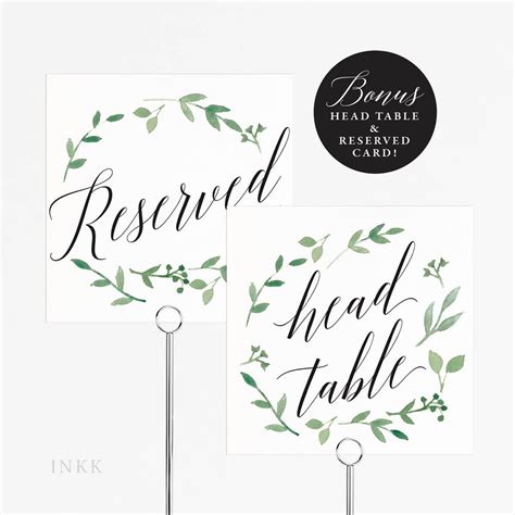 Modern Greenery Wedding Table Numbers Printable Table Number Etsy