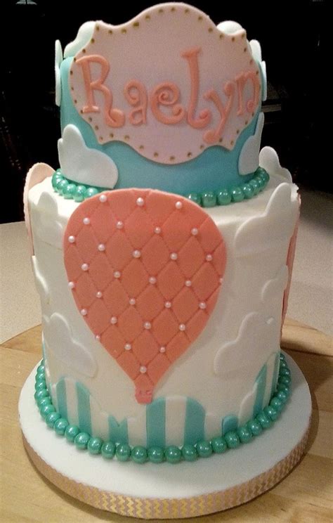 Hot Air Balloon Baby Girl 1St Birthday Cake - CakeCentral.com