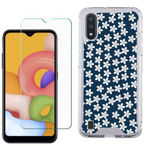 For Samsung Galaxy A01 Case Hybrid Bumper Phone Case With Tempered