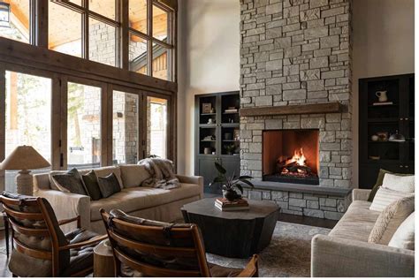 Modern Rustic Stone Fireplace