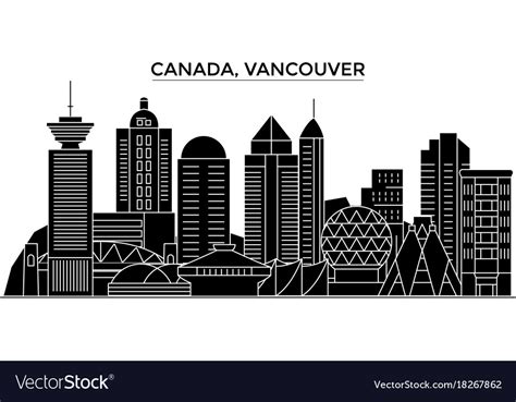 Canada Vancouver Architecture City Skyline Vector Image