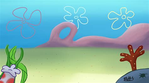 Spongebob Flower Clouds Background