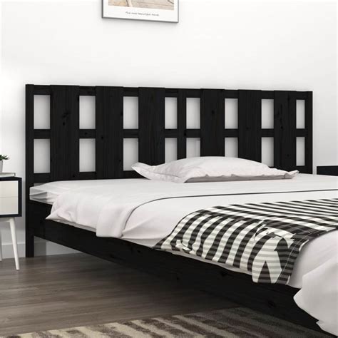 Bed Headboard Black 205 5x4x100 Cm Solid Wood Pine