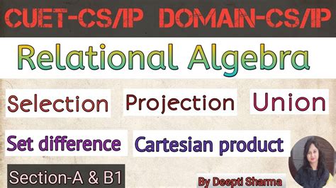 Relational Algebra Select Project Union Set Difference Cartesian