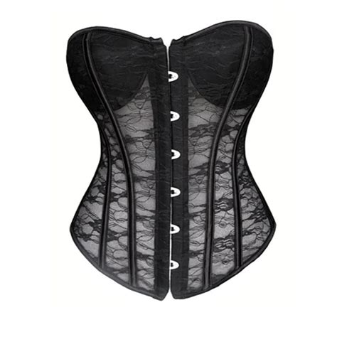 Sexy Hollow Out Overbust Corset Spiral Steel Boned Lingerie Lace