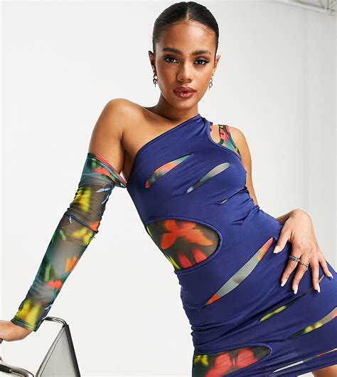 Asyou Layer Mesh Dress In Butterfly Print Multi Modesens