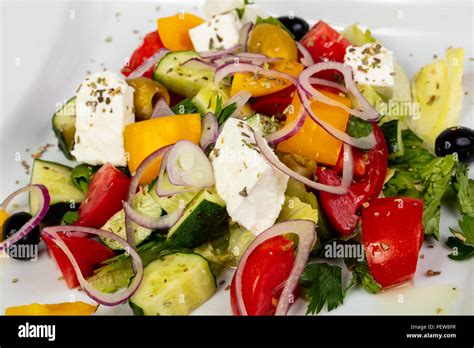 Traditional Greek salad with Feta cheese Stock Photo - Alamy