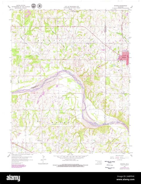 USGS TOPO Map Oklahoma OK Konawa 706175 1958 24000 Restoration Stock Photo - Alamy