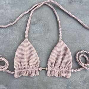 Sand Tropez Beige Textured Triangle Frill Bikini Top Etsy