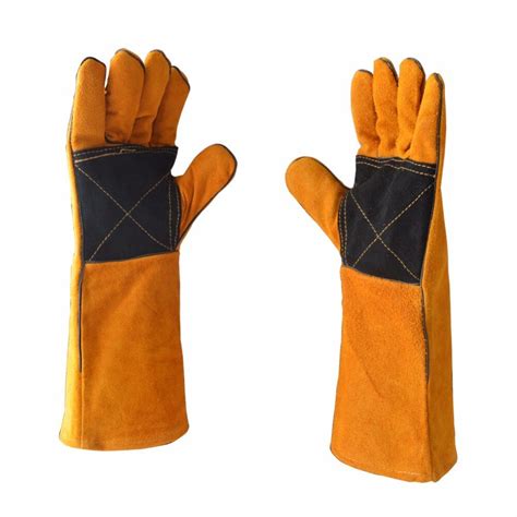 Leather Buff Split Chrome Yellow Heat Resistant Leather Hand Glove At