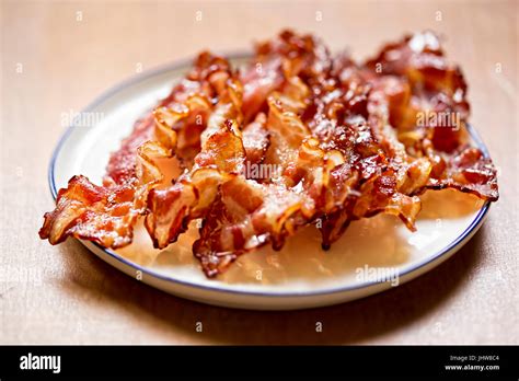 Streaky Fried Bacon Rashers Stock Photo Alamy