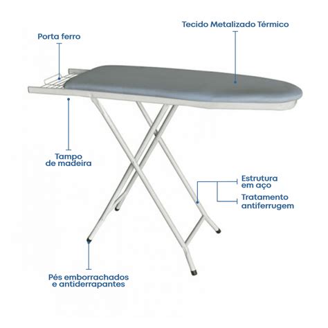 Mesa De Passar Tabua Roupa Extra Forte Forro Metalizado Passadeira A O